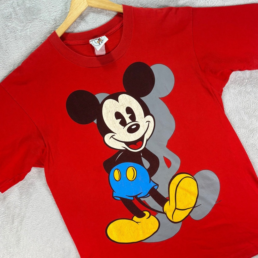 Vintage Mickey‎ & Co. Disney Red T-Shirt Mickey Mouse Graphic Single Stitch Sz L